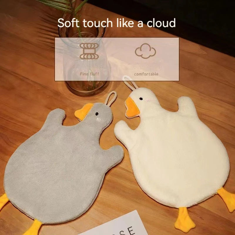 Cartoon Goose Hanging Hand Towel - Quick-Drying & Super Absorbent for Kitchen & Bathroom