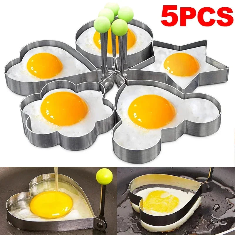 Stainless Steel Egg Mold - Heart-Shaped Pancake & Omelette Ring for Breakfast