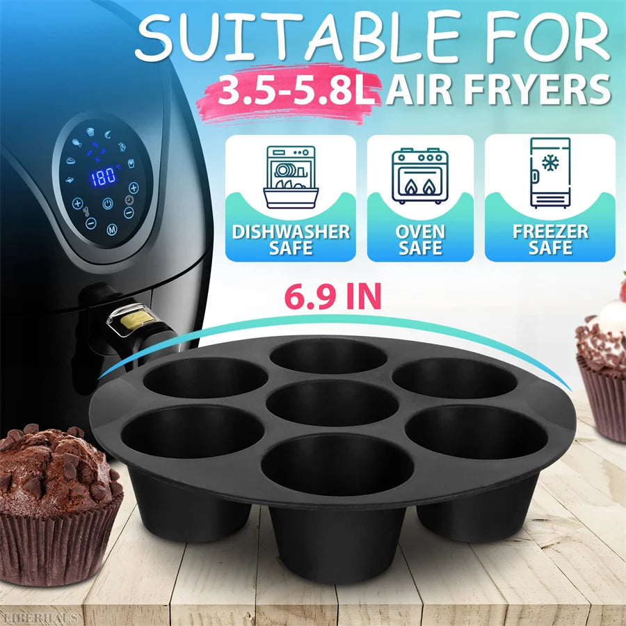 Silicone Muffin Pan - 7-Cup Non-Stick Mold for Air Fryers