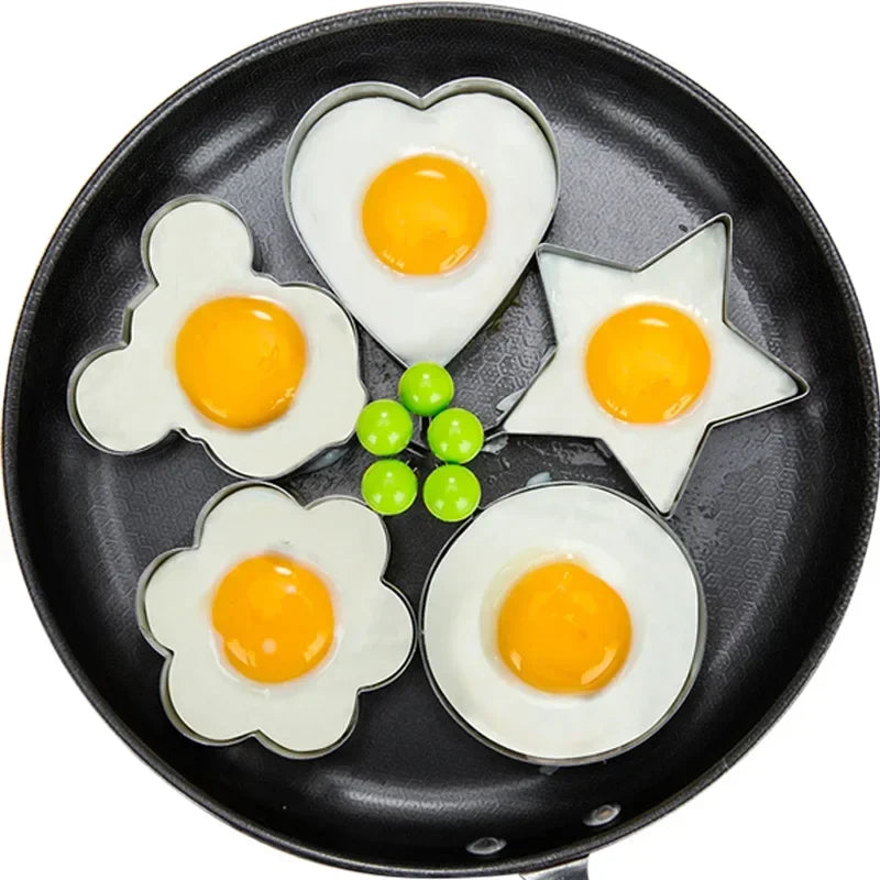 Stainless Steel Egg Mold - Heart-Shaped Pancake & Omelette Ring for Breakfast