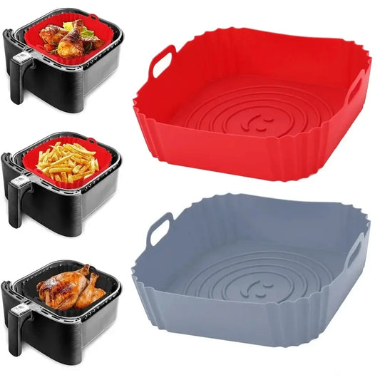 Reusable Silicone Air Fryer Liner - Non-Stick Baking Tray for Fried Chicken & Pizza