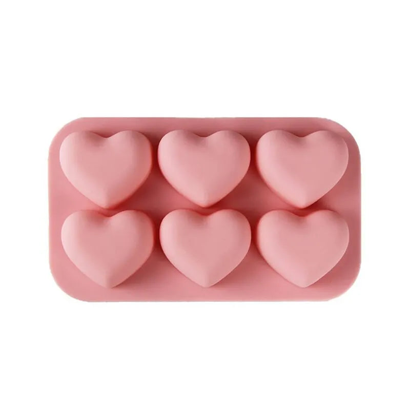 6 Compartment Heart Shaped Silicone Mold - Chocolate, Pastry & Candy Making Tools