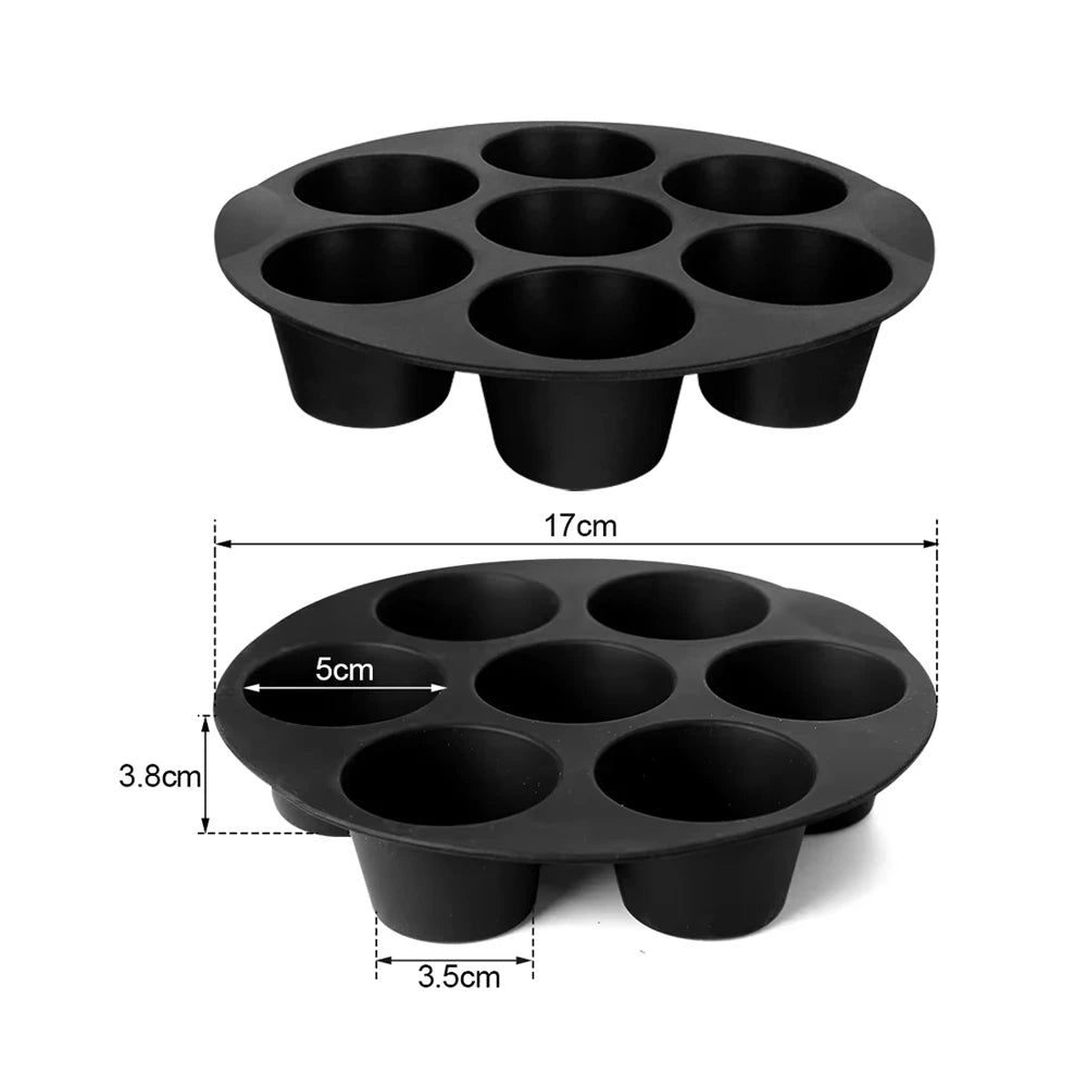 Silicone Muffin Pan - 7-Cup Non-Stick Mold for Air Fryers