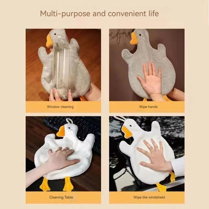 Cartoon Goose Hanging Hand Towel - Quick-Drying & Super Absorbent for Kitchen & Bathroom