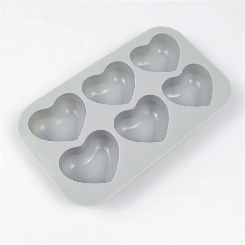 6 Compartment Heart Shaped Silicone Mold - Chocolate, Pastry & Candy Making Tools