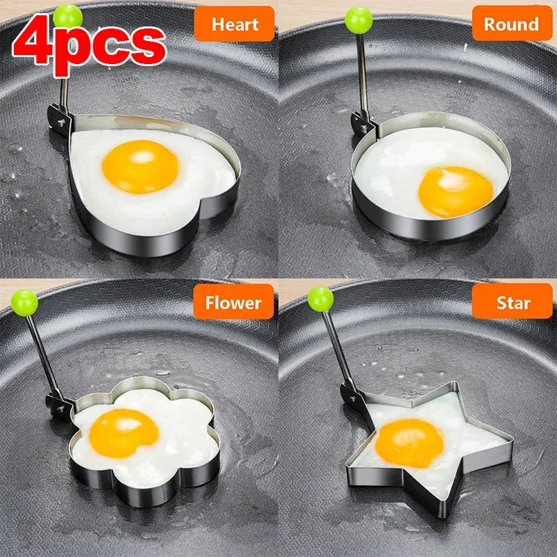 Stainless Steel Egg Mold - Heart-Shaped Pancake & Omelette Ring for Breakfast