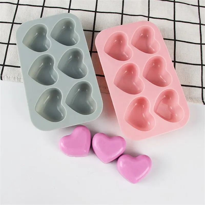 6 Compartment Heart Shaped Silicone Mold - Chocolate, Pastry & Candy Making Tools