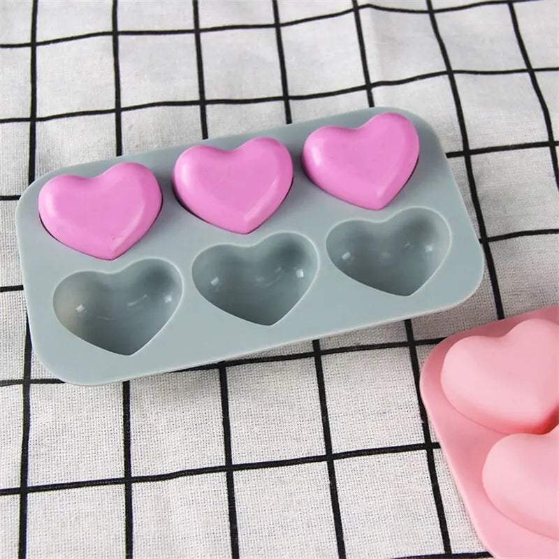 6 Compartment Heart Shaped Silicone Mold - Chocolate, Pastry & Candy Making Tools