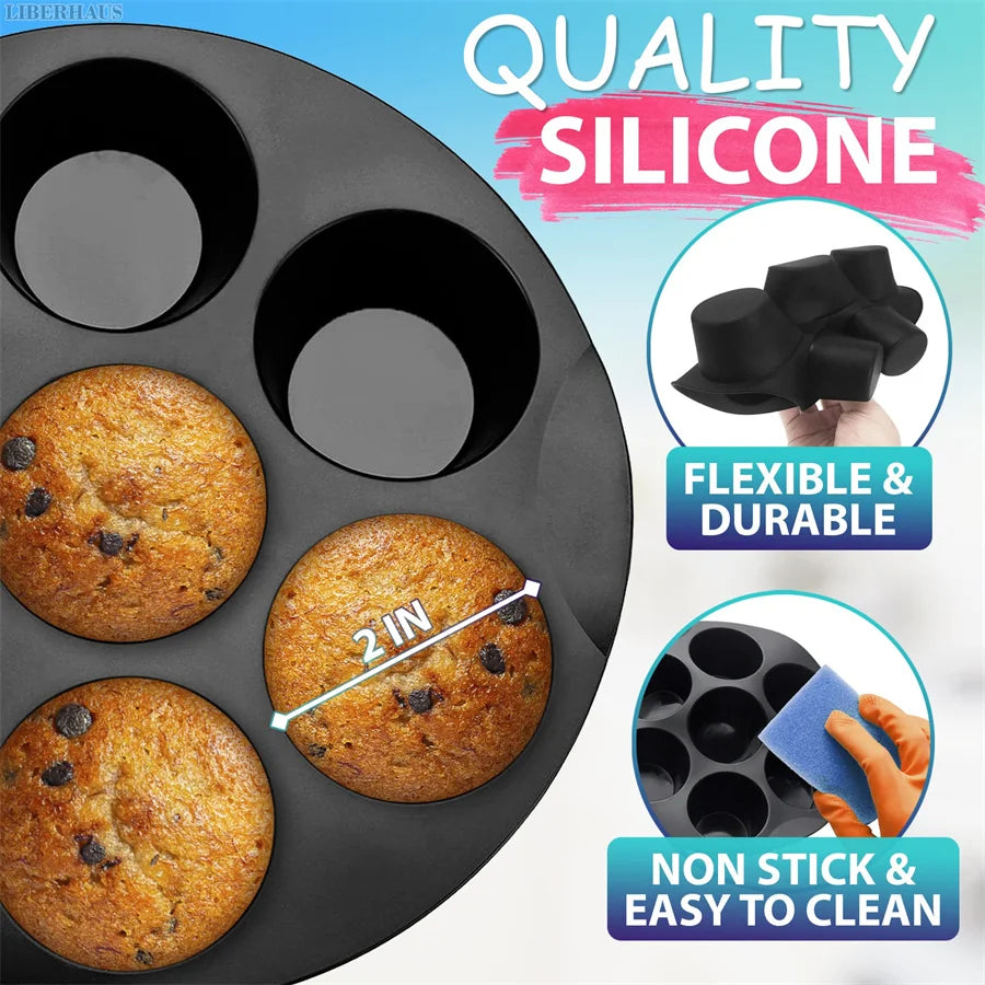 Silicone Muffin Pan - 7-Cup Non-Stick Mold for Air Fryers