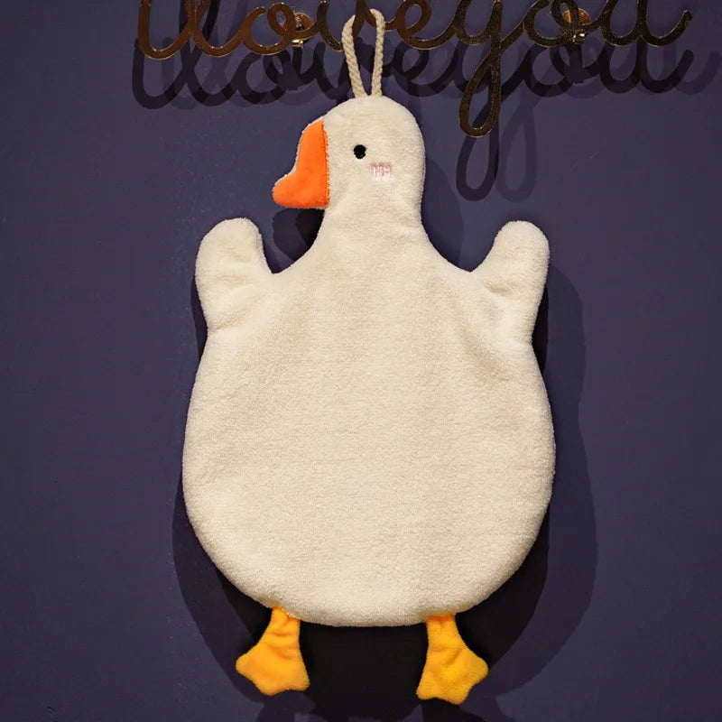 Cartoon Goose Hanging Hand Towel - Quick-Drying & Super Absorbent for Kitchen & Bathroom