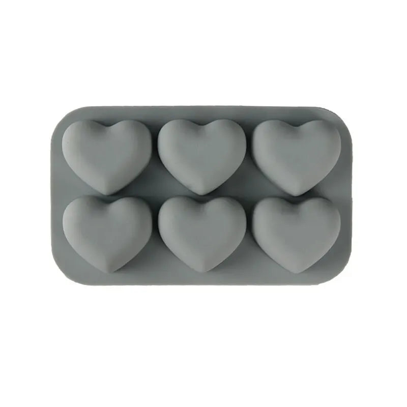 6 Compartment Heart Shaped Silicone Mold - Chocolate, Pastry & Candy Making Tools