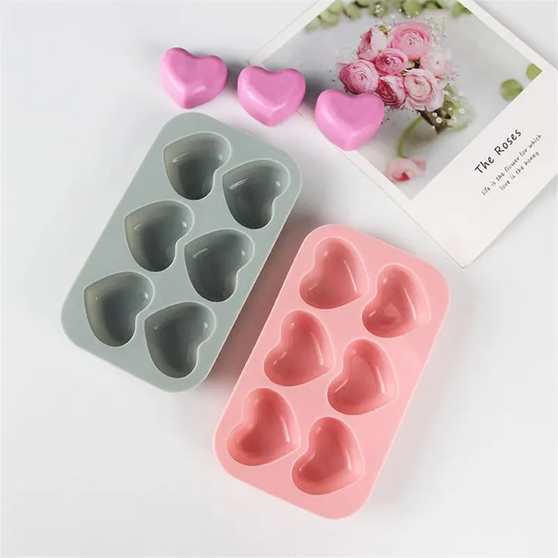 6 Compartment Heart Shaped Silicone Mold - Chocolate, Pastry & Candy Making Tools