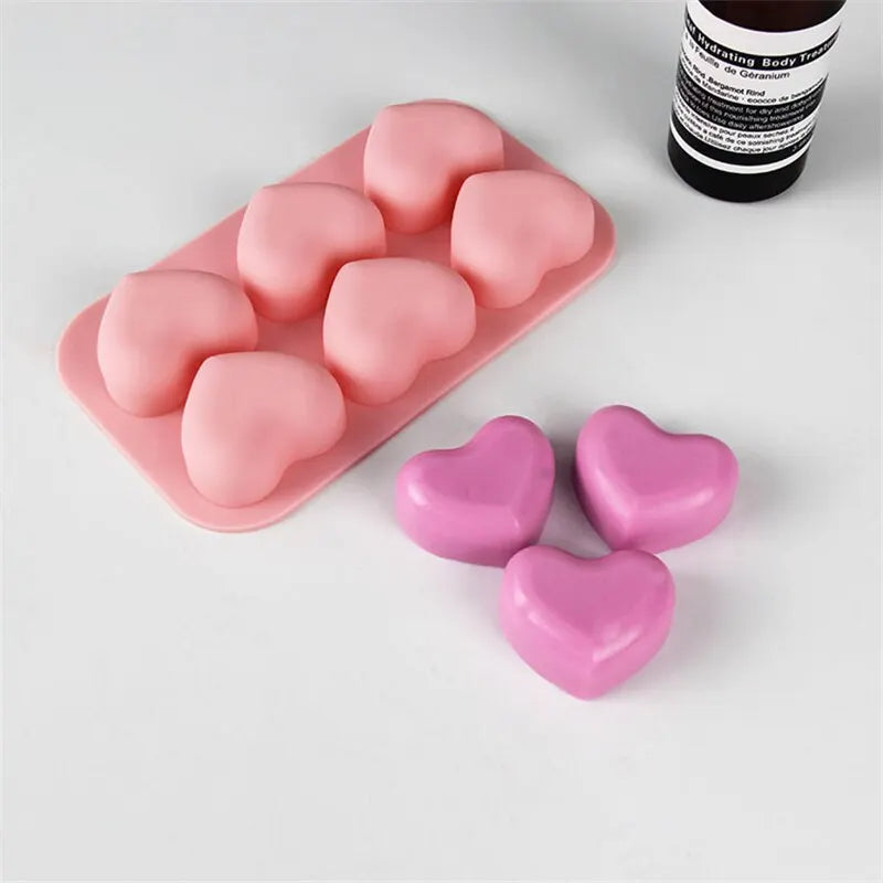 6 Compartment Heart Shaped Silicone Mold - Chocolate, Pastry & Candy Making Tools