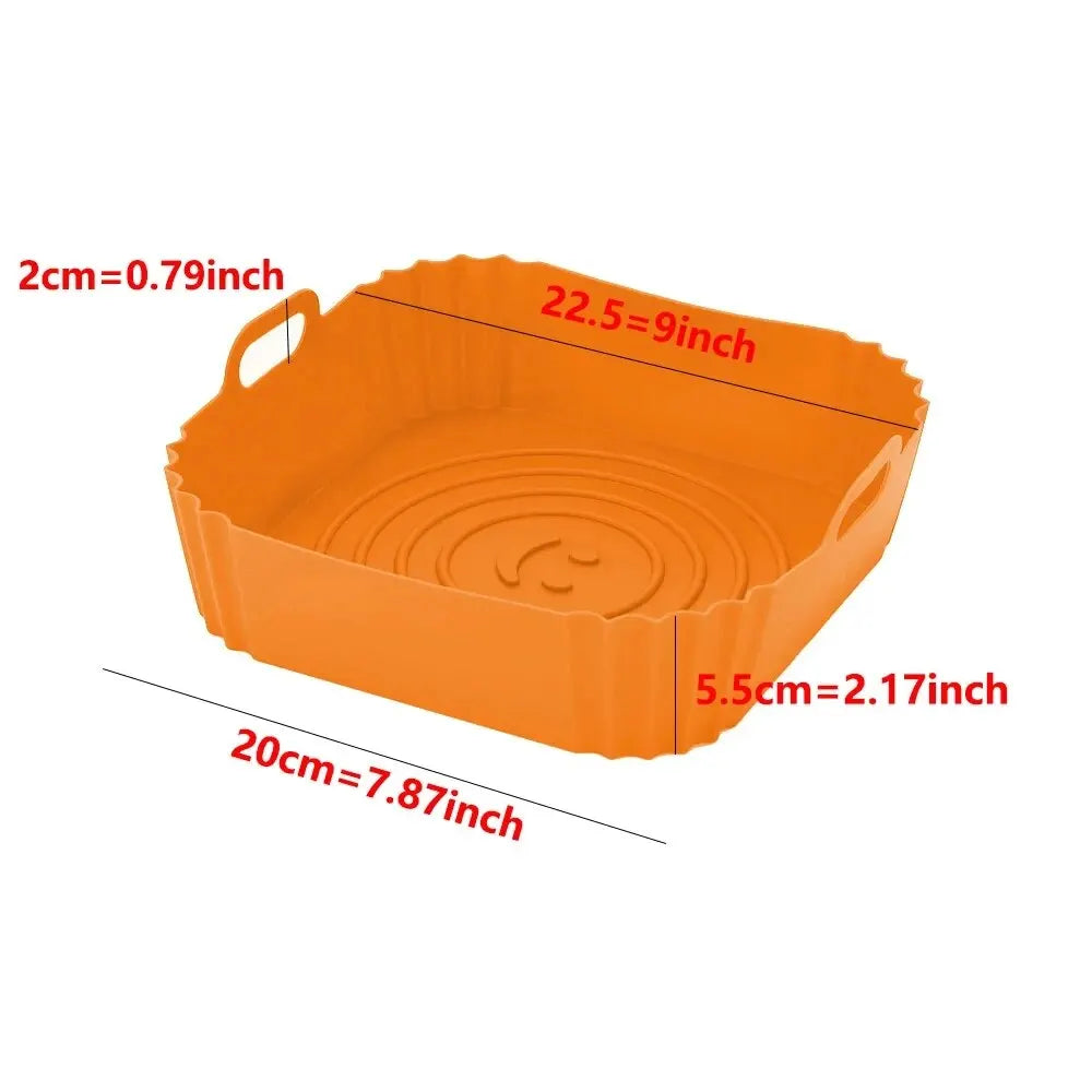 Reusable Silicone Air Fryer Liner - Non-Stick Baking Tray for Fried Chicken & Pizza