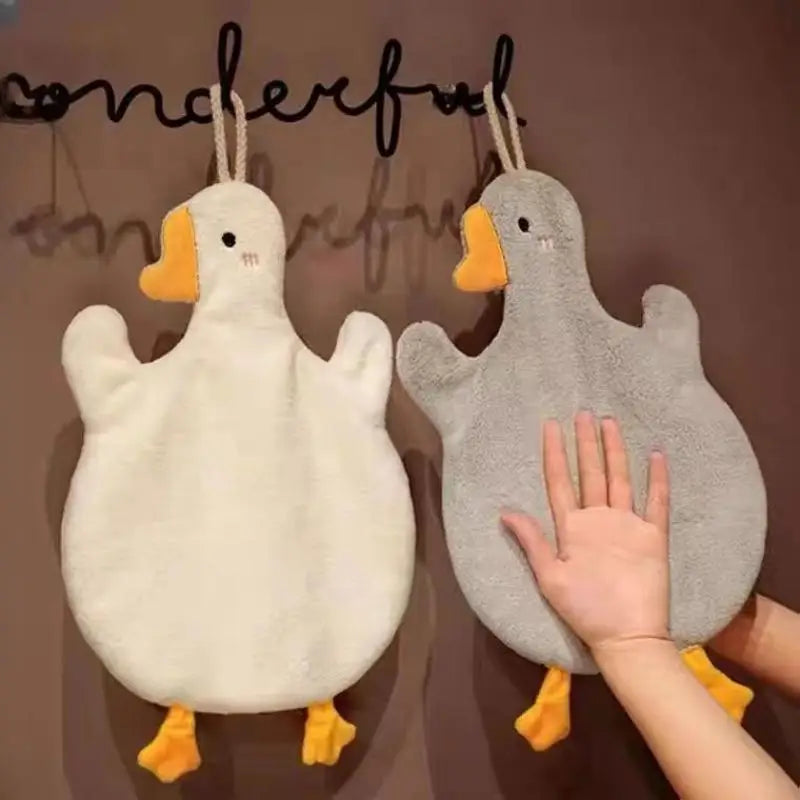 Cartoon Goose Hanging Hand Towel - Quick-Drying & Super Absorbent for Kitchen & Bathroom