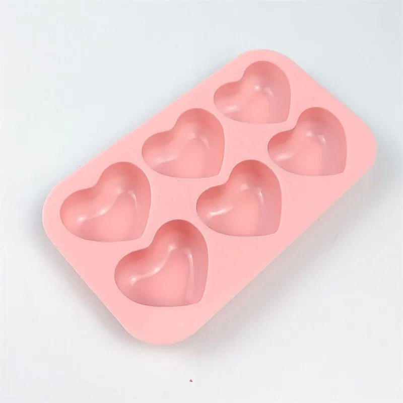 6 Compartment Heart Shaped Silicone Mold - Chocolate, Pastry & Candy Making Tools