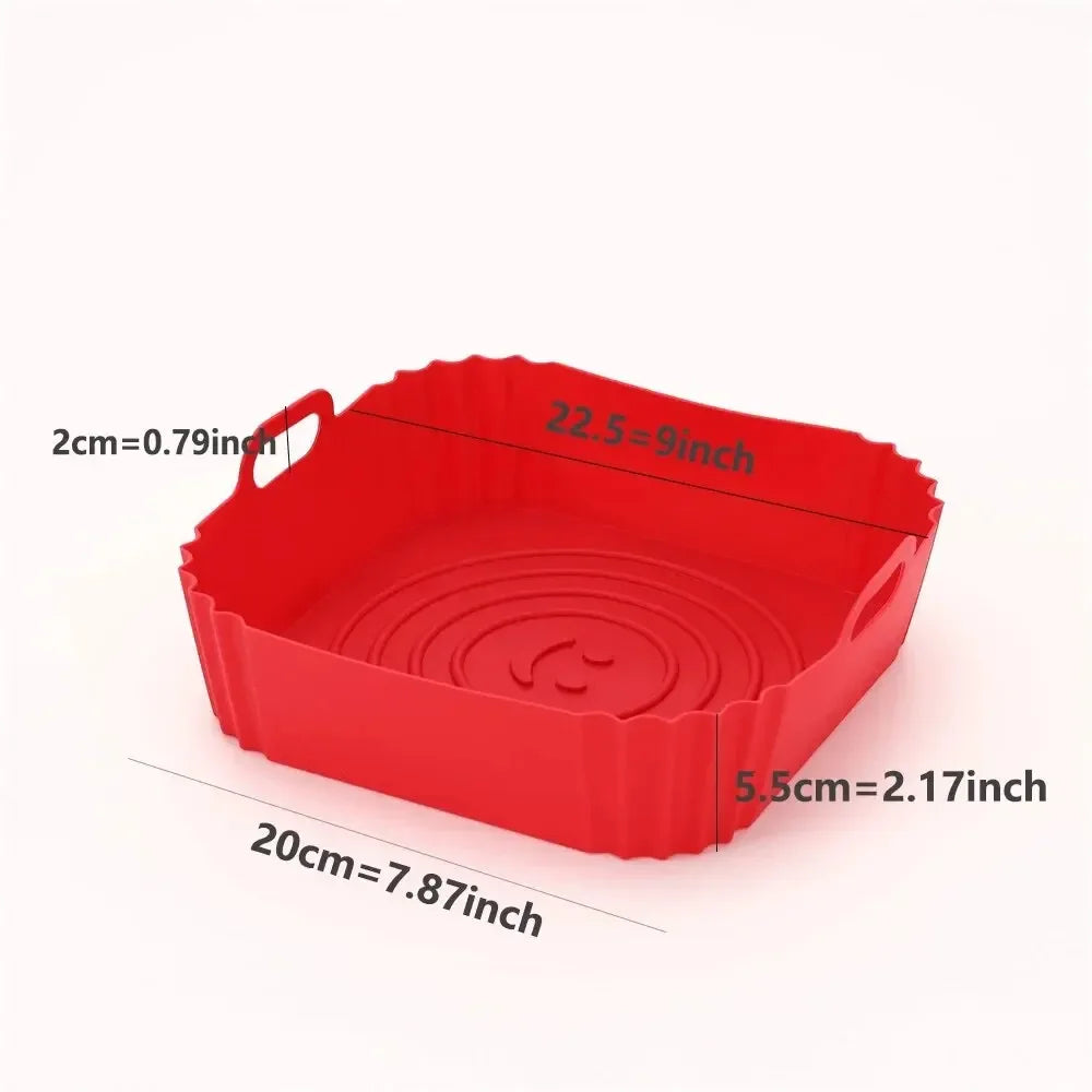 Reusable Silicone Air Fryer Liner - Non-Stick Baking Tray for Fried Chicken & Pizza